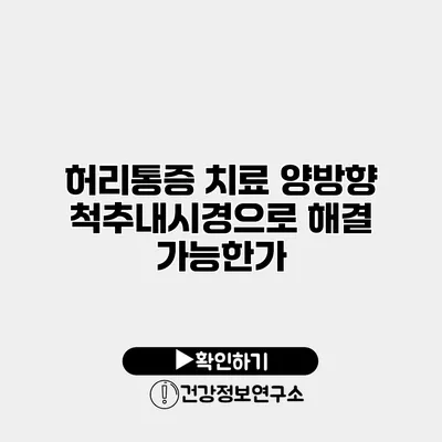 허리통증 치료 양방향 척추내시경으로 해결 가능한가?