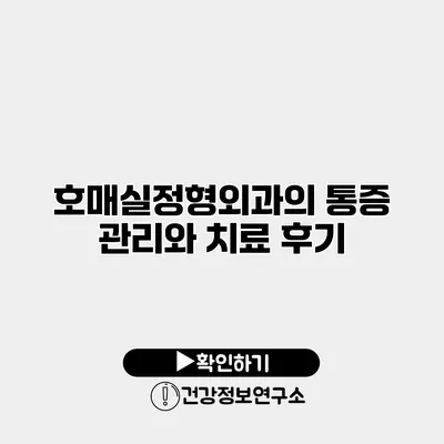 호매실정형외과의 통증 관리와 치료 후기