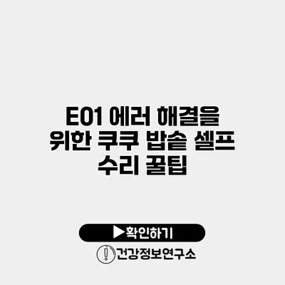 E01 에러 해결을 위한 쿠쿠 밥솥 셀프 수리 꿀팁
