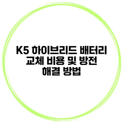 K5 하이브리드 배터리 교체 비용 및 방전 해결 방법