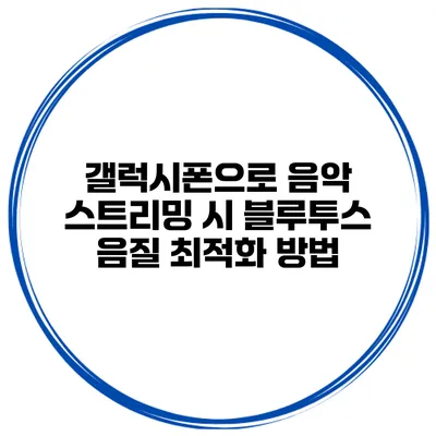 갤럭시폰으로 음악 스트리밍 시 블루투스 음질 최적화 방법