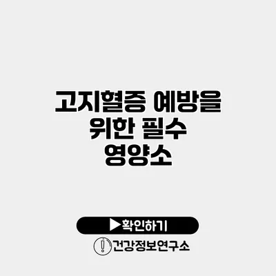 고지혈증 예방을 위한 필수 영양소