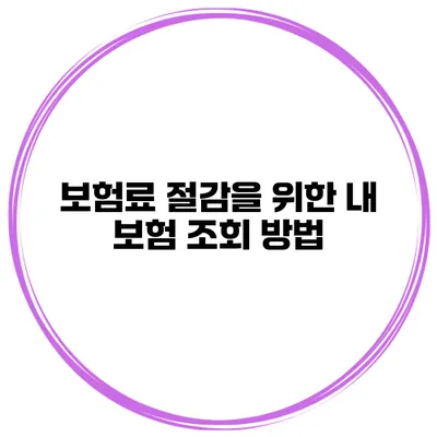 보험료 절감을 위한 내 보험 조회 방법
