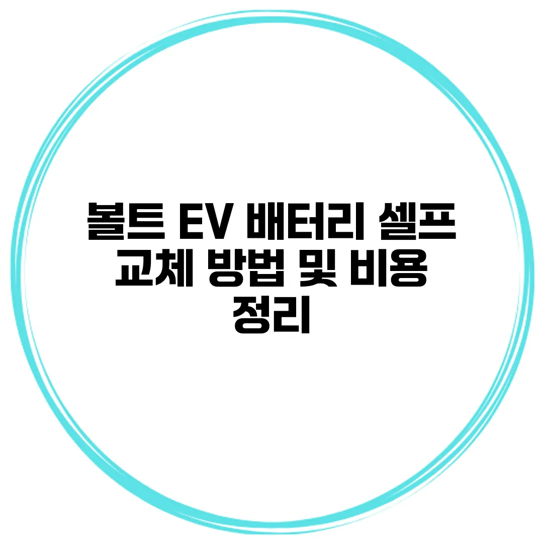 볼트 EV 배터리 셀프 교체 방법 및 비용 정리