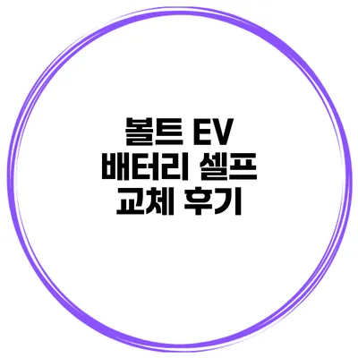 볼트 EV 배터리 셀프 교체 후기