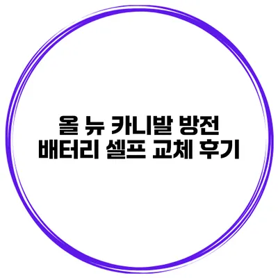 올 뉴 카니발 방전 배터리 셀프 교체 후기