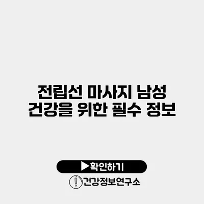 전립선 마사지 남성 건강을 위한 필수 정보