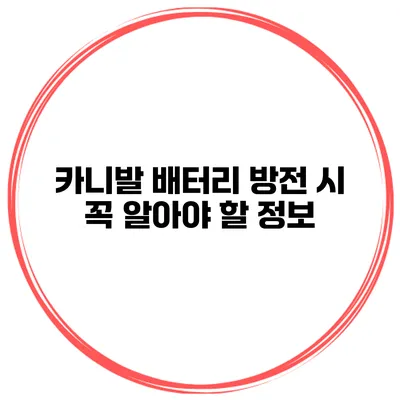 카니발 배터리 방전 시 꼭 알아야 할 정보
