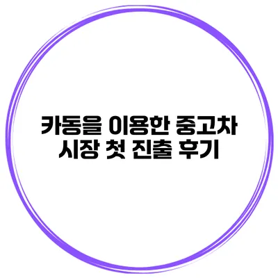 카동을 이용한 중고차 시장 첫 진출 후기