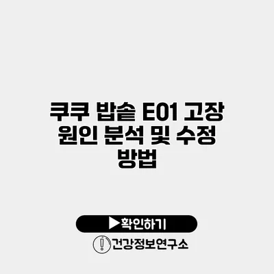 쿠쿠 밥솥 E01 고장 원인 분석 및 수정 방법