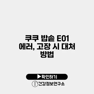 쿠쿠 밥솥 E01 에러, 고장 시 대처 방법