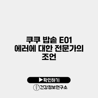 쿠쿠 밥솥 E01 에러에 대한 전문가의 조언