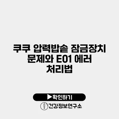 쿠쿠 압력밥솥 잠금장치 문제와 E01 에러 처리법