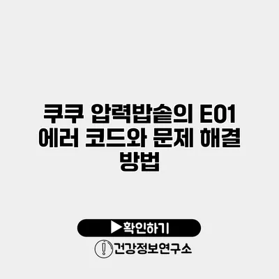 쿠쿠 압력밥솥의 E01 에러 코드와 문제 해결 방법