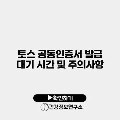 토스 공동인증서 발급 대기 시간 및 주의사항